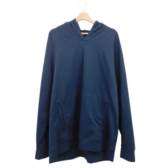 Public Rec‎ Politan V-Neck Pullover Hoodie Men's Size XXL Solid Navy Blue - Picture 1 of 5